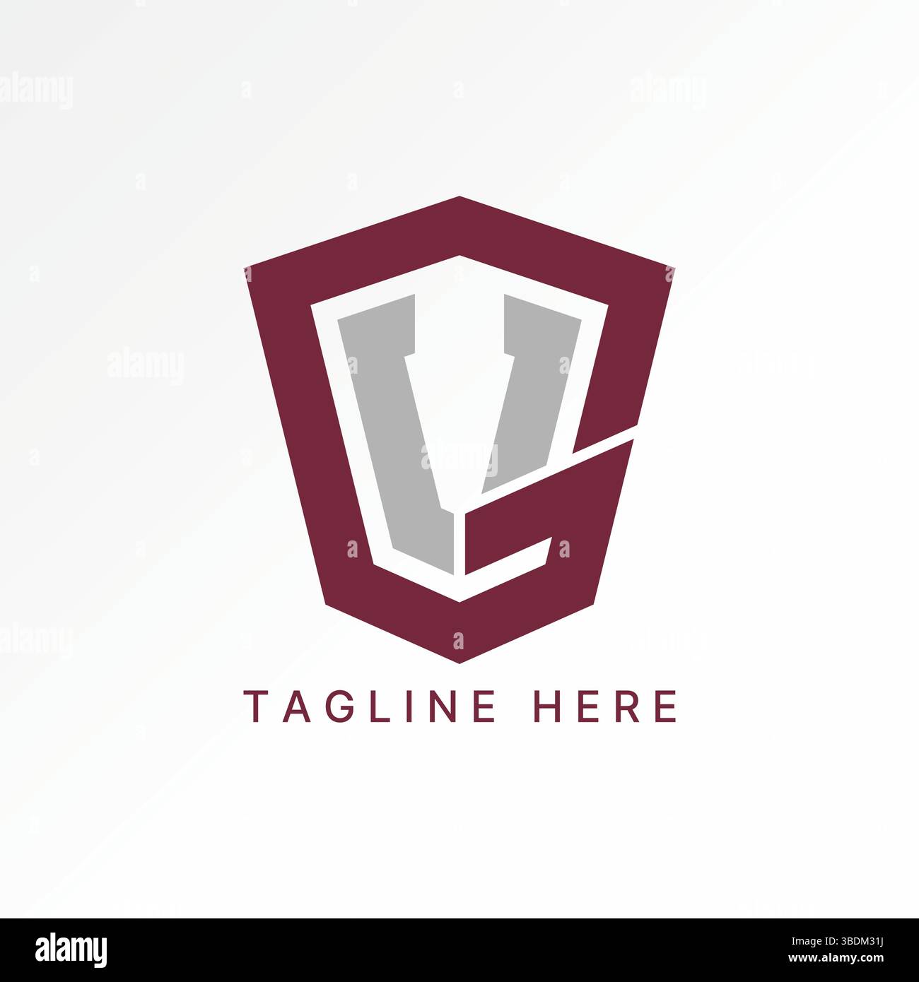 Design del logo concept grafico immagine vettoriale premium creativa top sell Letter GV VG font shield Guard scutum scute soldato forza militare difesa Illustrazione Vettoriale