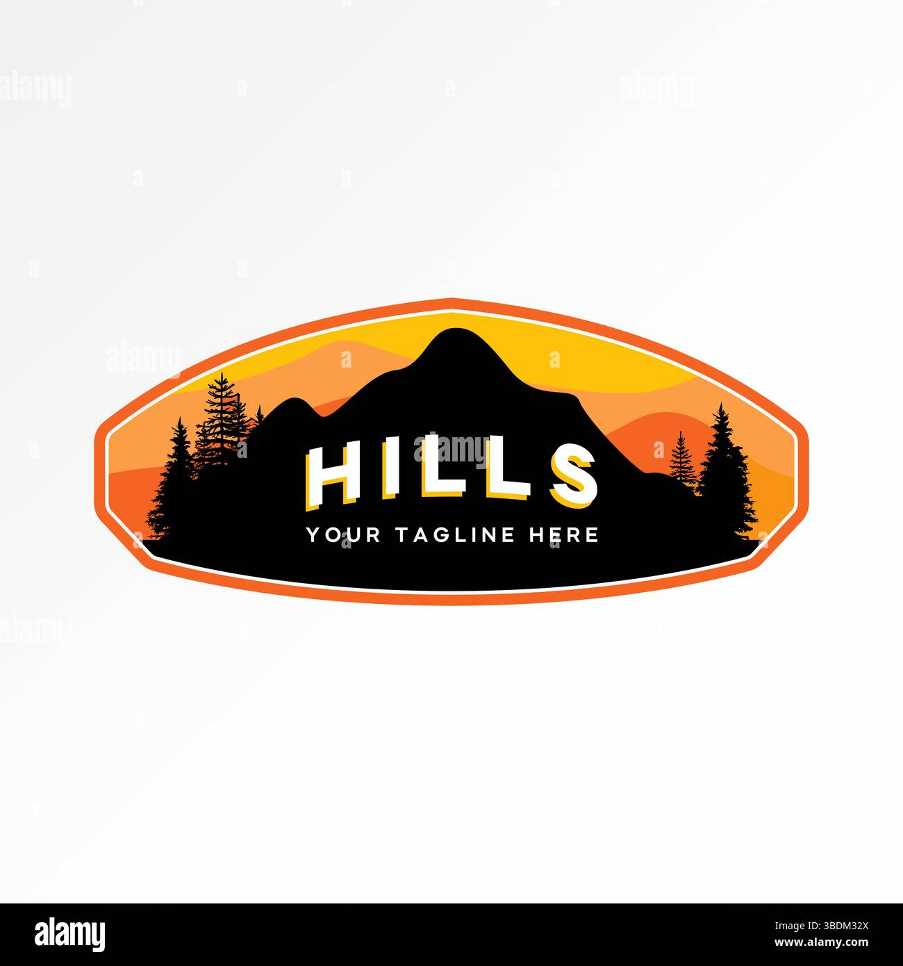 Design del logo concept grafico immagine vettoriale premium originale emblema top sell classica avventura tekking picco panoramico Esplora la fauna selvatica estiva della foresta Illustrazione Vettoriale