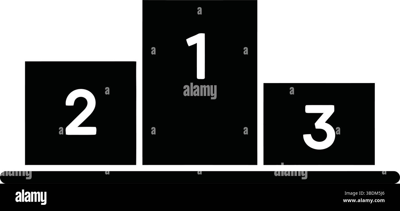 Podio bianco e nero minimalista con numeri 1, 2 e 3 – simbolo di classifica e successo Illustrazione Vettoriale