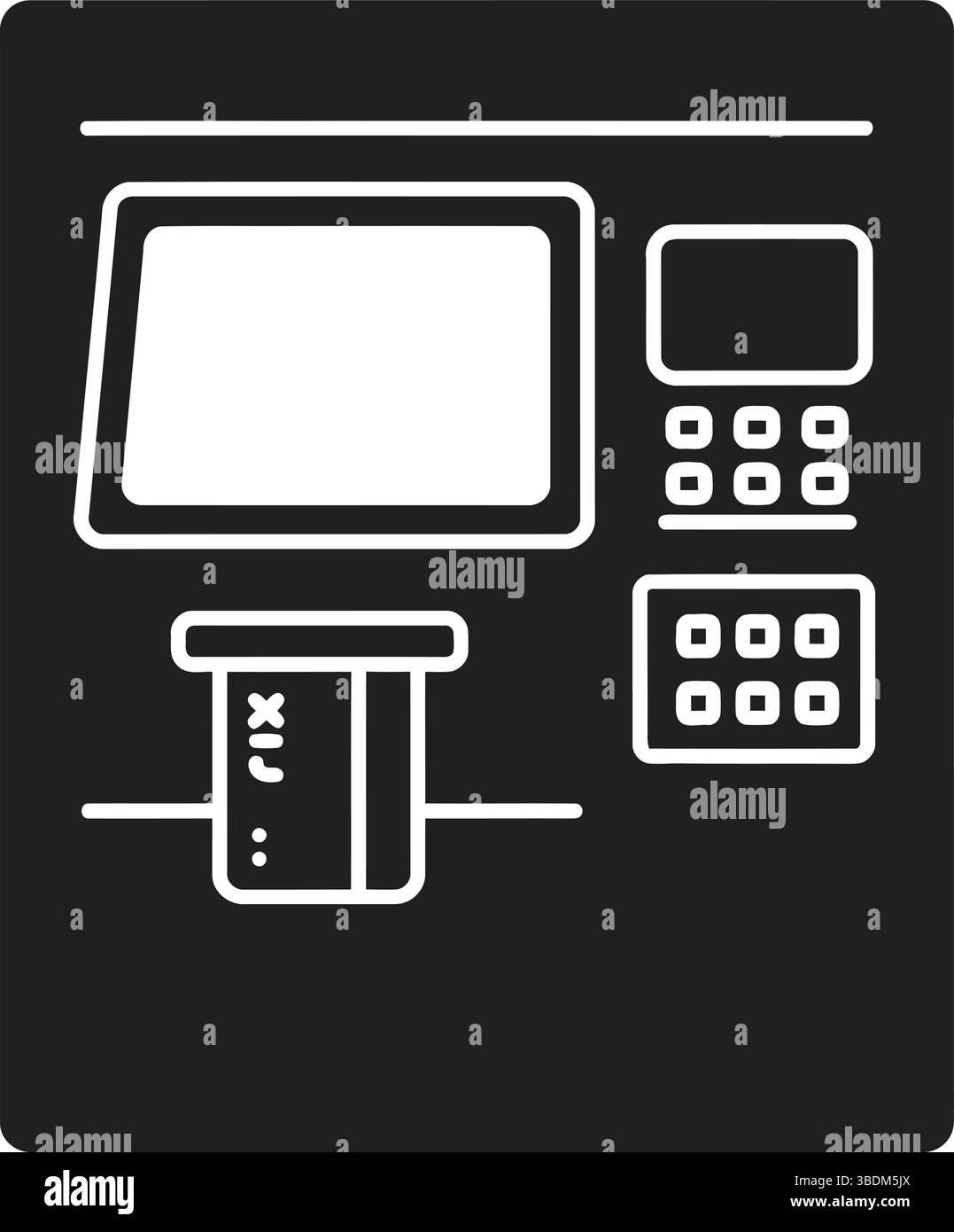 Bancomat icona minimalista in bianco e nero Illustrazione Vettoriale