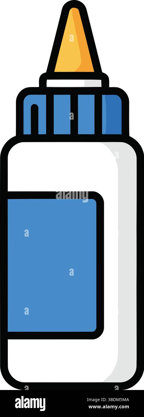 Illustrazione cartoni animati di una bottiglia di colla: Design artistico semplice e riconoscibile Illustrazione Vettoriale