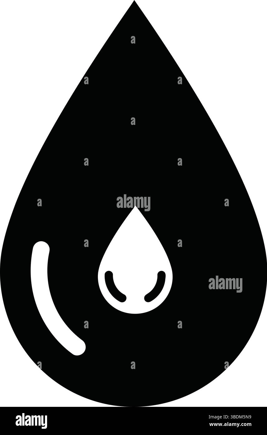 Icona gocce d'acqua in bianco e nero – simbolo minimalista di purezza e conservazione Illustrazione Vettoriale