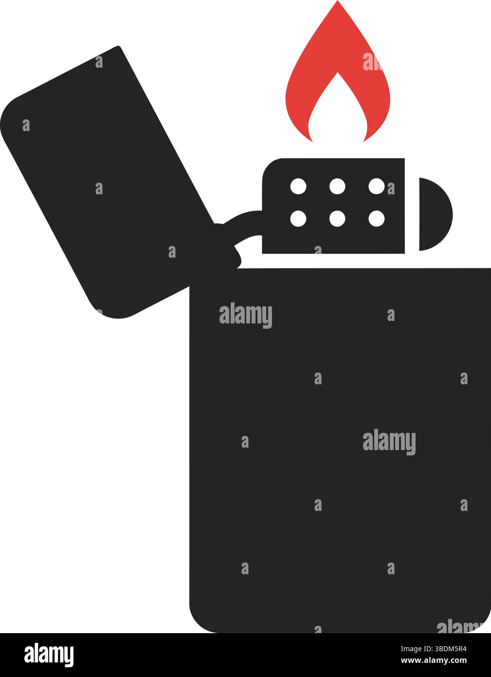 Illustrazione vettoriale di un classico accendino con fiamma Illustrazione Vettoriale