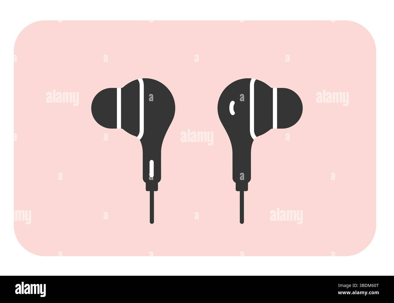 Icona degli auricolari in bianco e nero: Simbolo audio minimalista per supporti digitali e design Illustrazione Vettoriale