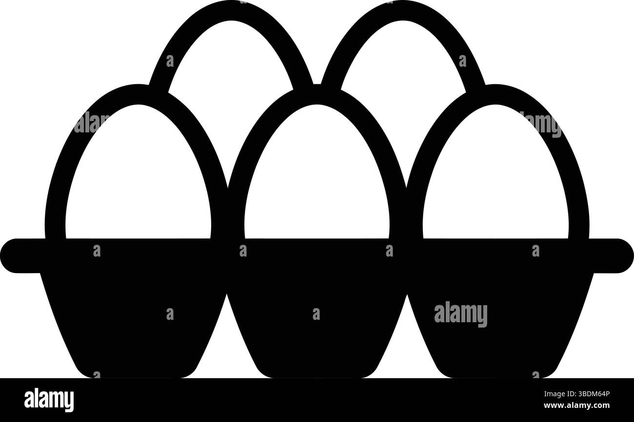 Silhouette di una scatola di uova con sei uova in una composizione minimalista Illustrazione Vettoriale