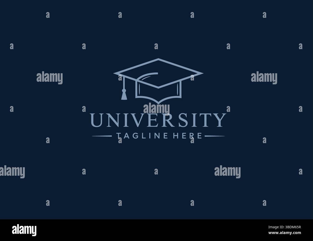 Design del logo universitario con segnaposto Tagline Illustrazione Vettoriale