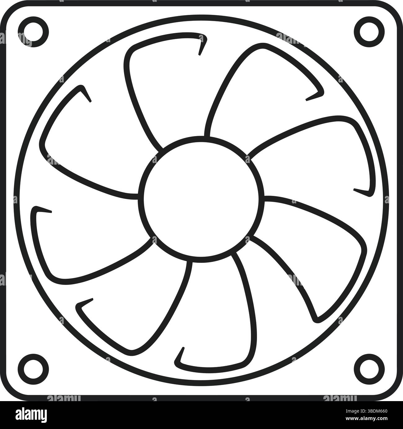 Illustrazione grafica della linea della ventola di raffreddamento del computer Illustrazione Vettoriale