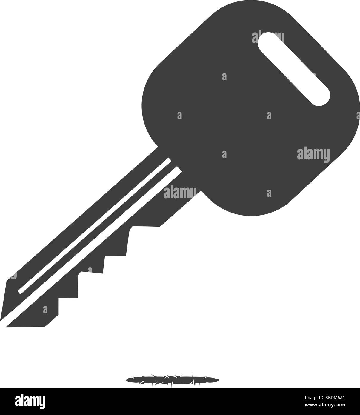 Silhouette in bianco e nero di una chiave: Simbolo minimalista di sicurezza e accesso Illustrazione Vettoriale