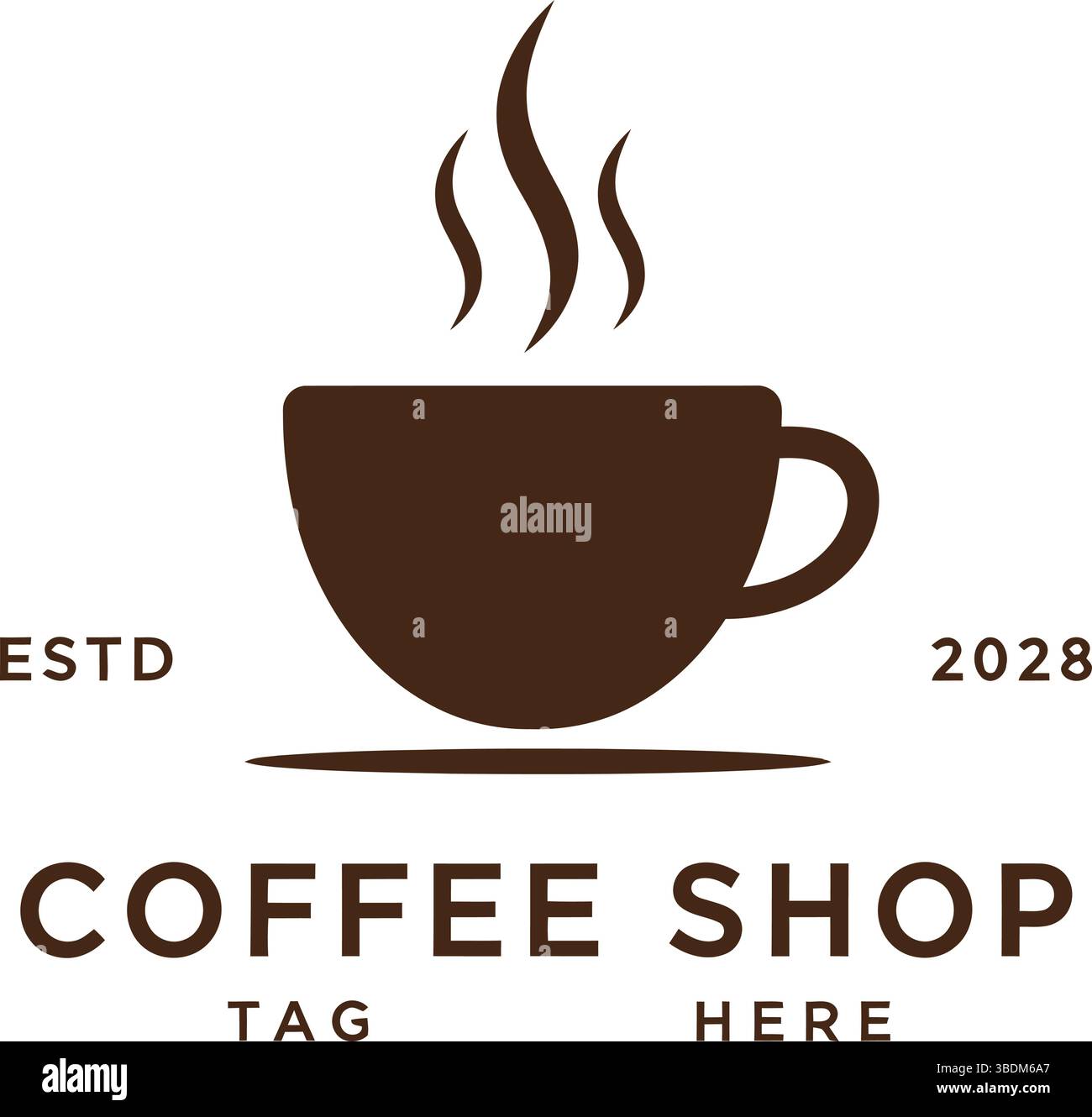 Elegant Coffee Shop Logo con Steam e Establishment Year Illustrazione Vettoriale