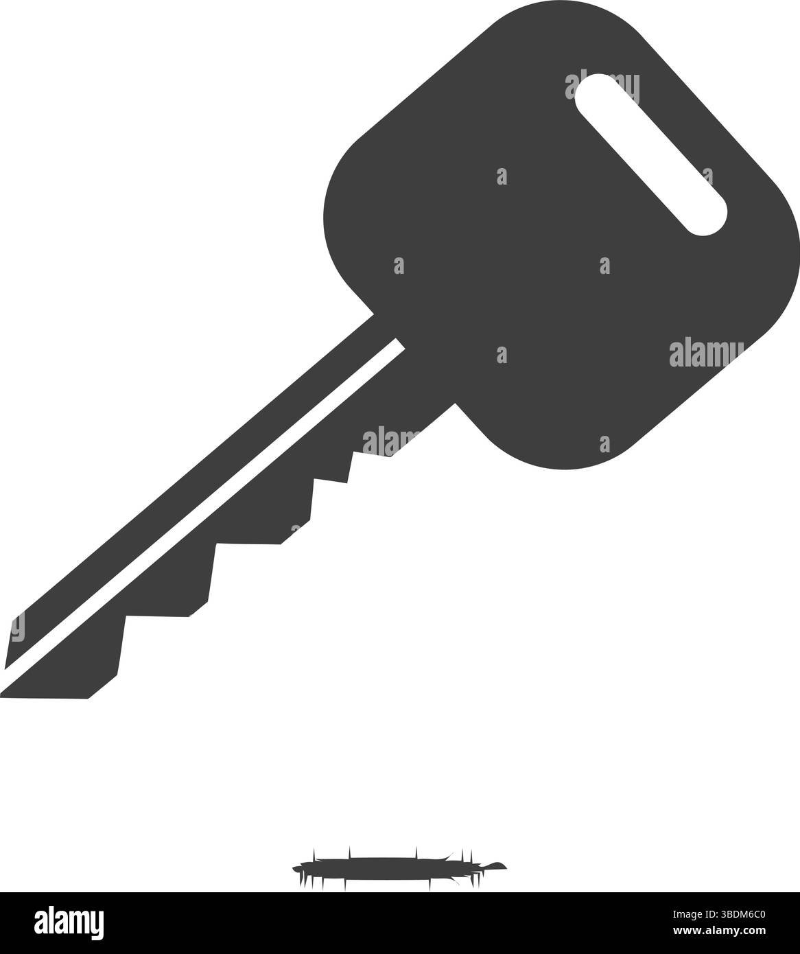 Silhouette in bianco e nero di una chiave: Simbolo minimalista di sicurezza e accesso Illustrazione Vettoriale