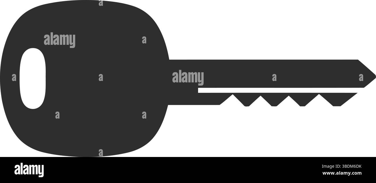 Silhouette in bianco e nero di una chiave: Simbolo minimalista di sicurezza e accesso Illustrazione Vettoriale