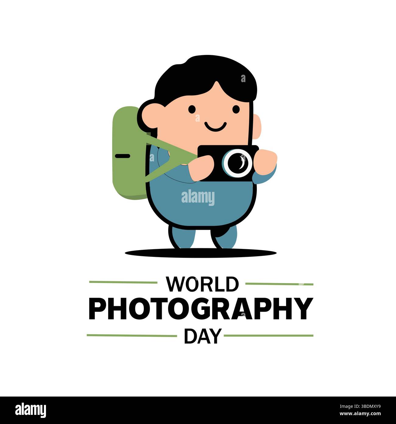 T-shirt World Photography Day Cartoon Character Design Vector Illustration Concept Illustrazione Vettoriale