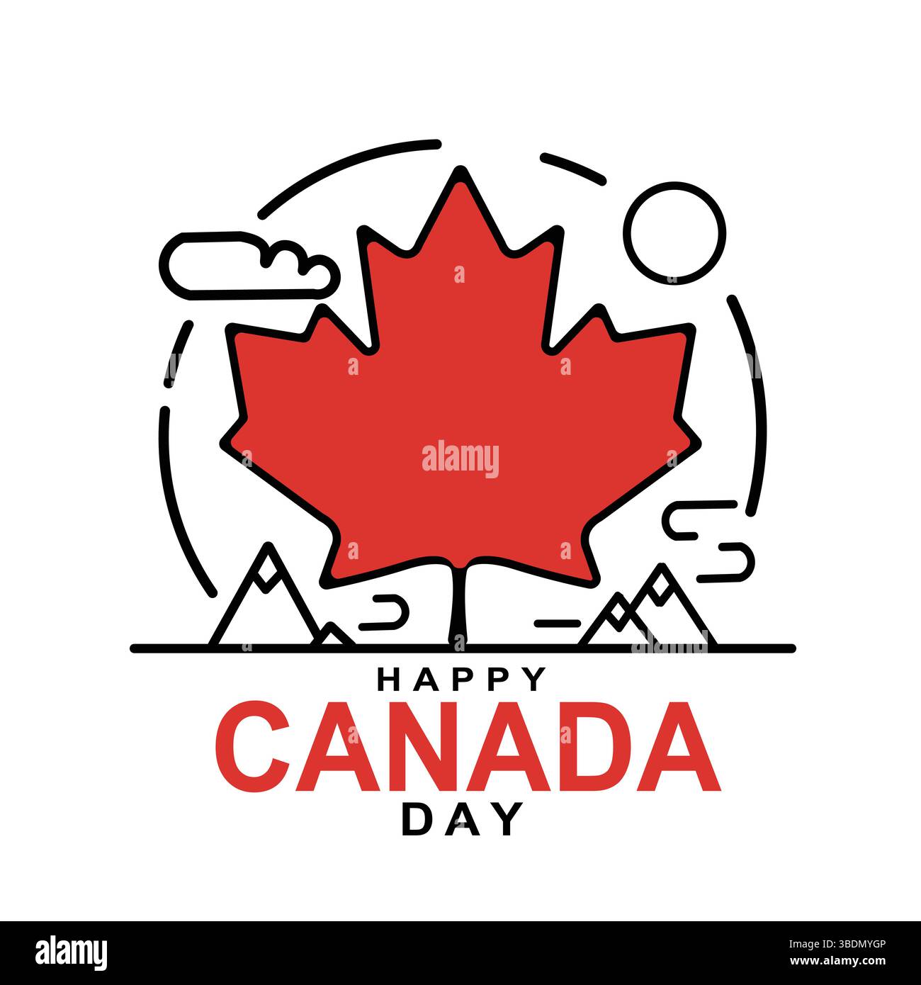 Illustrazione vettoriale per il Canada Independence Day con foglie d'acero ed elementi festivi, perfetta per T-shirt art o stampe Illustrazione Vettoriale
