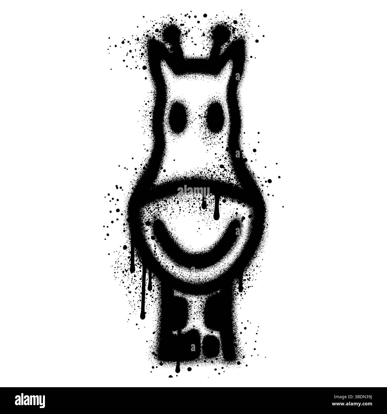 Graffiti di giraffa con vernice spray nera. illustrazione vettoriale. Illustrazione Vettoriale