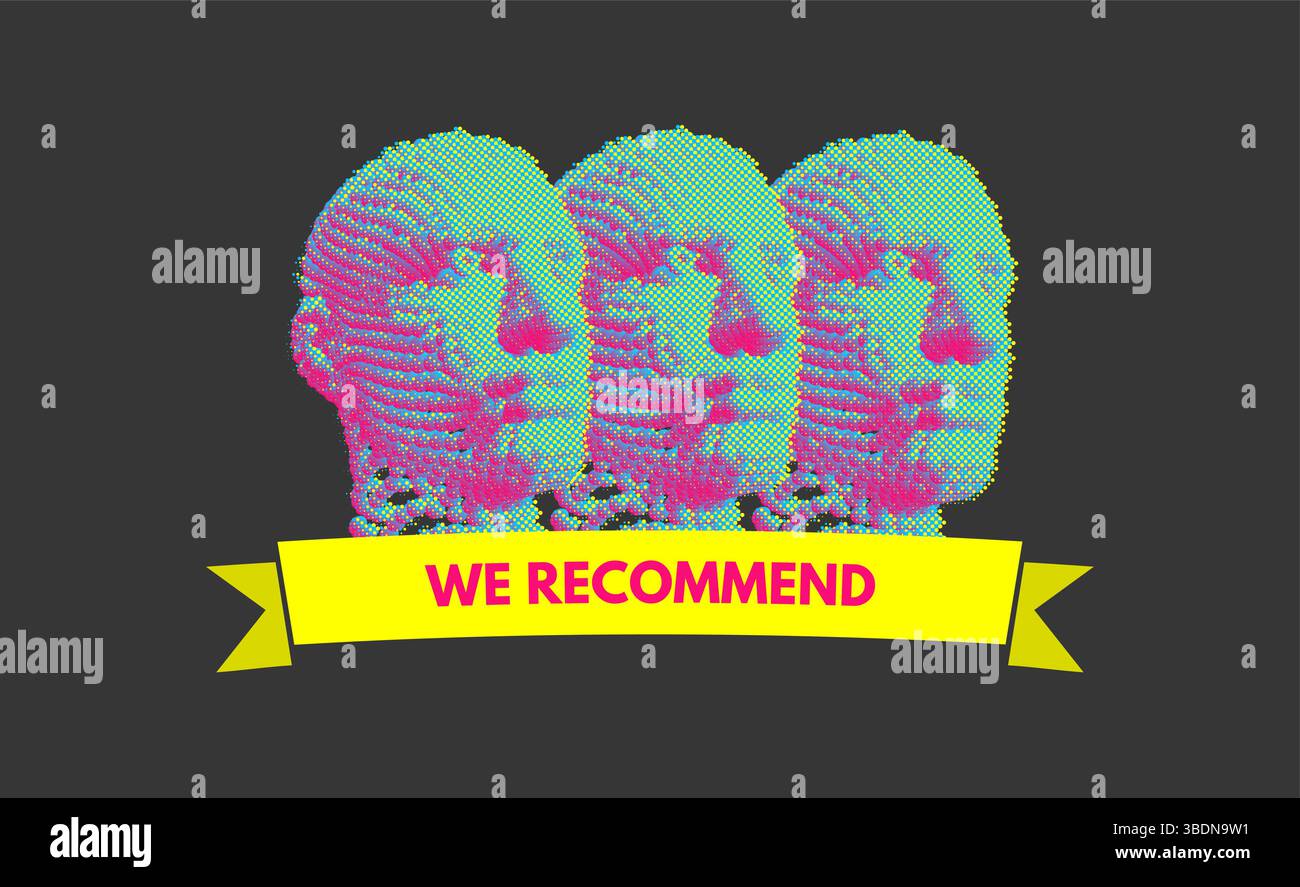 Consigliato. Ottima scelta. Gruppo di persone per il design. Testa umana digitale astratta. Illustrazione vettoriale per pubblicità, marketing o presentazioni. Illustrazione Vettoriale