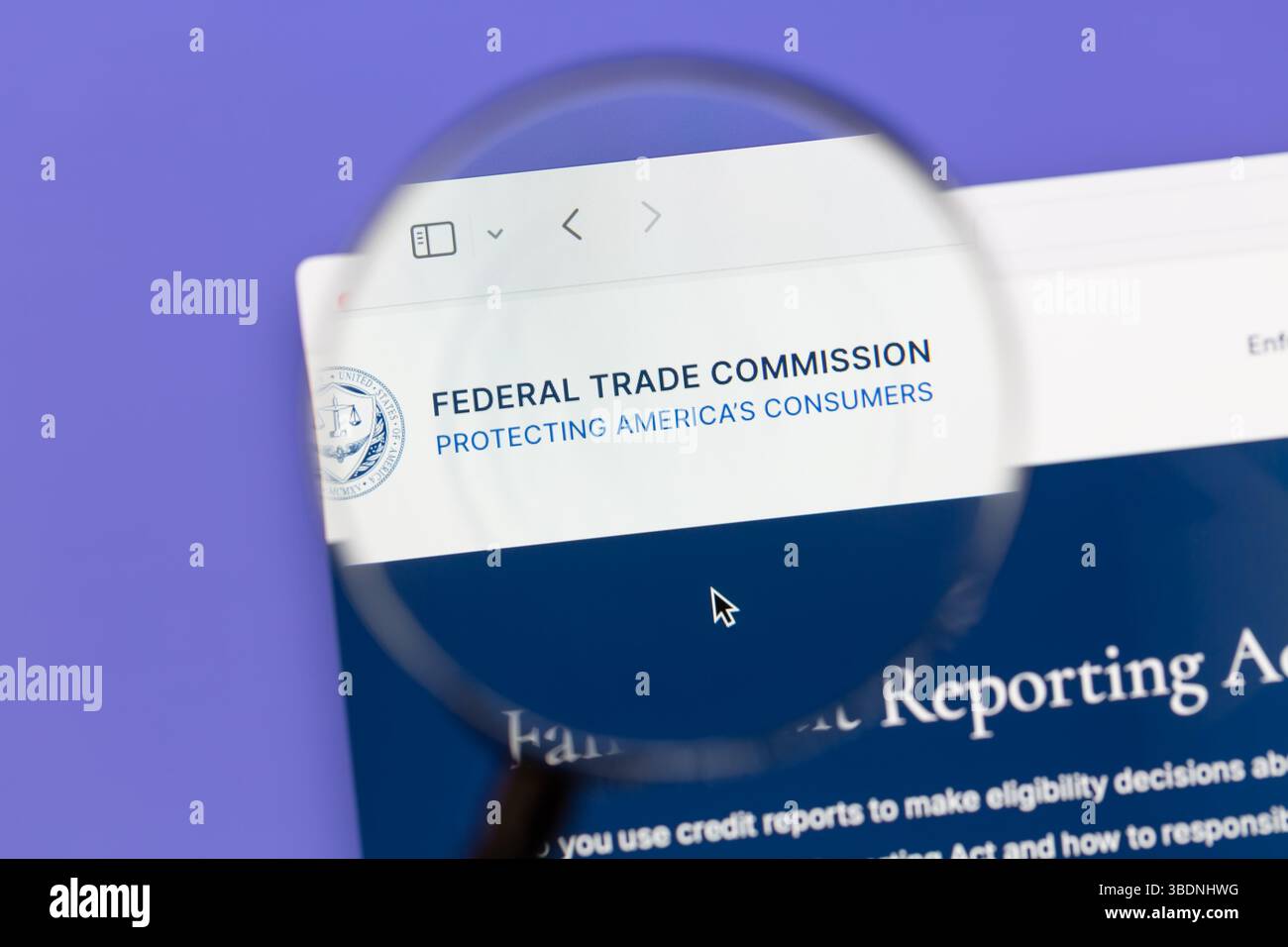 Ostersund, Svezia - 10 aprile 2025: Sito web della Federal Trade Commission (FTC). Foto Stock