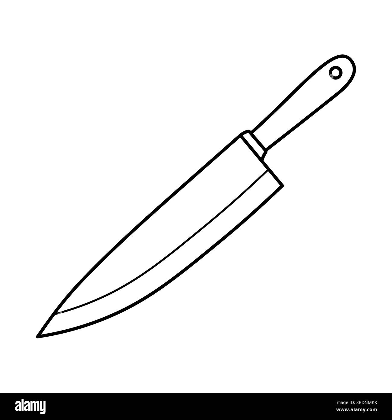 Illustrazione vettoriale del coltello da cucina. Il design è caratterizzato da una lama affilata e allungata e da una robusta impugnatura con un anello per appendere. Illustrazione Vettoriale