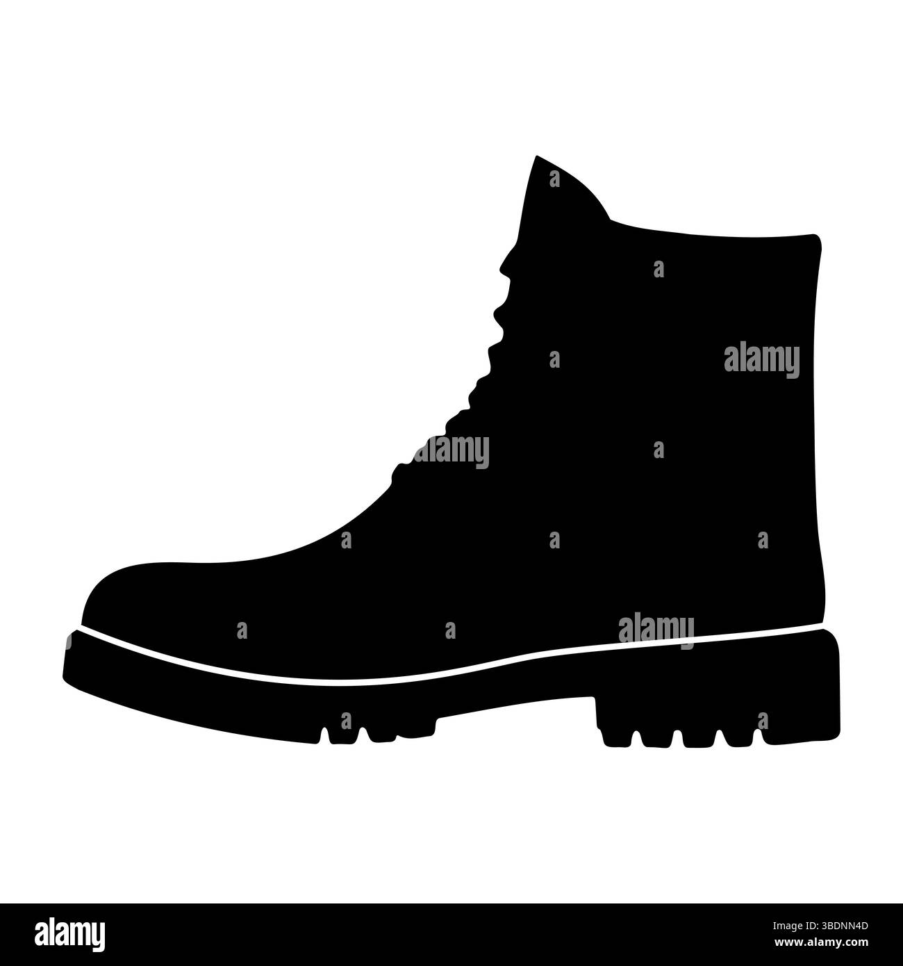 Illustrazione vettoriale silhouette scarpa da trekking. Questa grafica vettoriale raffigura la silhouette nera di un robusto scarponcino da trekking. Illustrazione Vettoriale