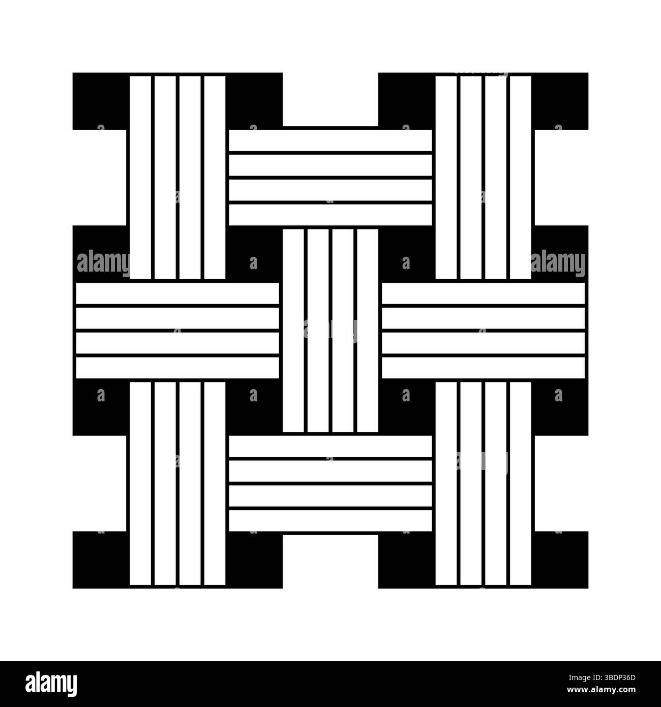 Illustrazione del vettore di disegno geometrico simmetrico. Questa è un'illustrazione vettoriale in bianco e nero di una ripetizione geometrica simmetrica. Illustrazione Vettoriale