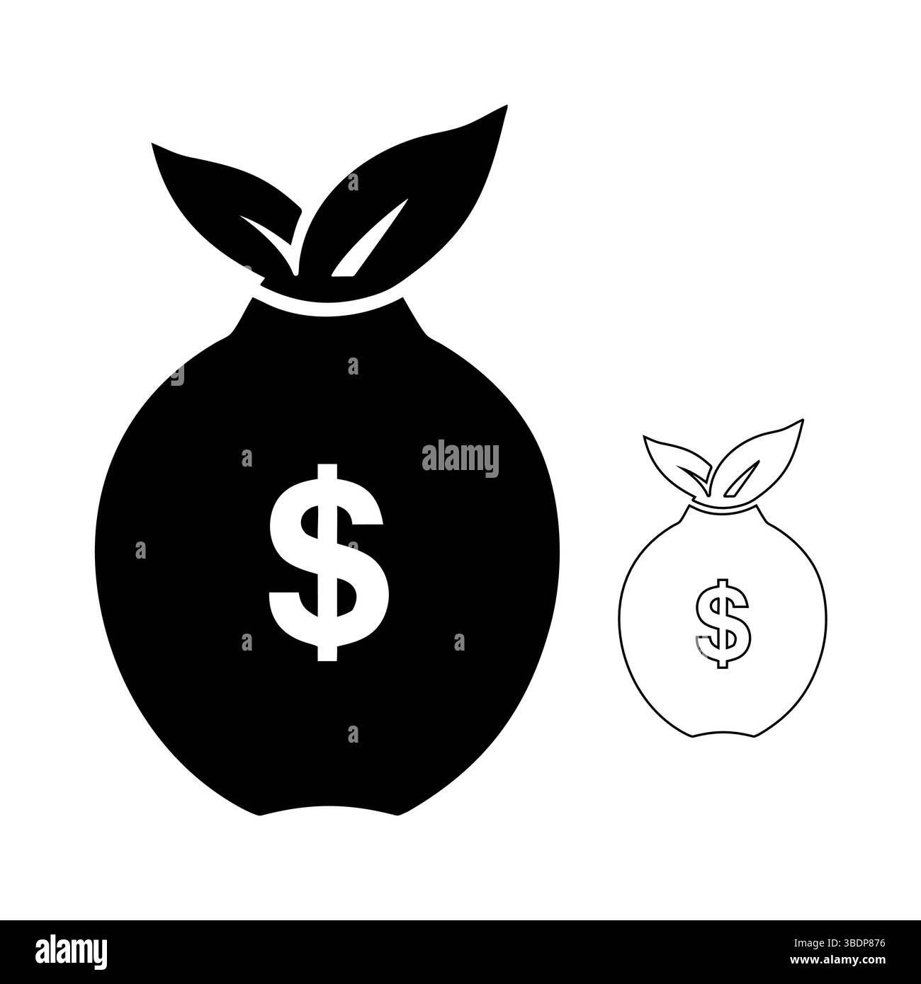 Sacco di soldi con foglie che fanno crescere la finanza sostenibile Illustrazione Vettoriale