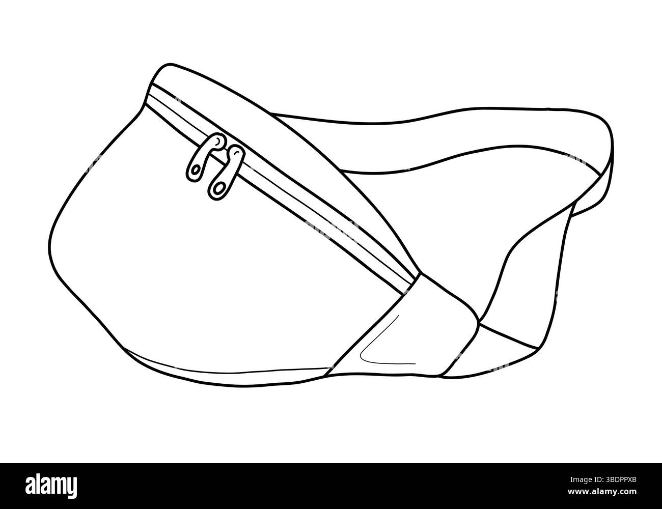 Illustrazione lineare vettoriale di un sacchetto per cintura. Accessorio estivo alla moda e pratico, perfetto per viaggi, festival e outfit di tutti i giorni. Isolato su Illustrazione Vettoriale