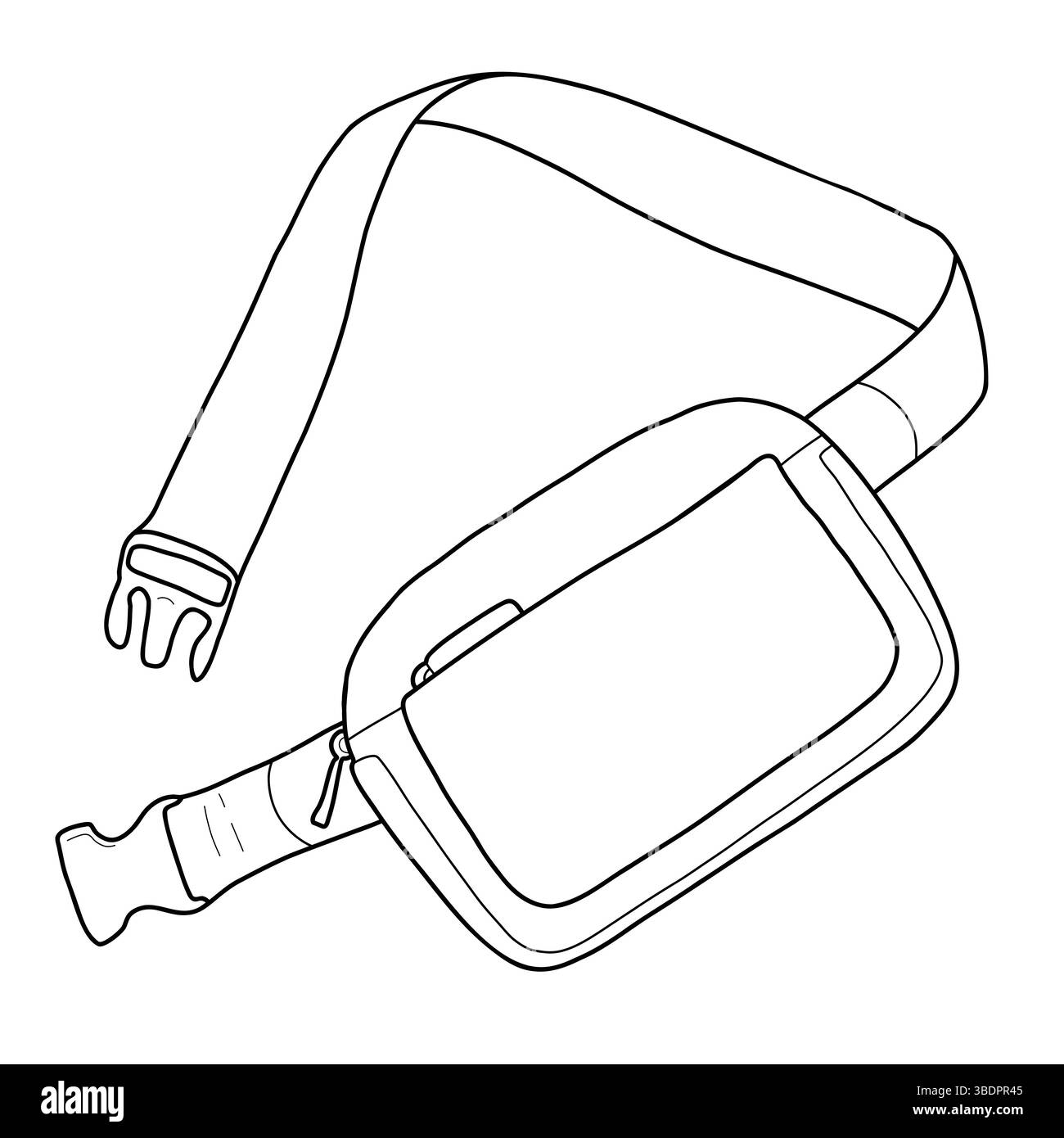 Illustrazione lineare vettoriale di un sacchetto per cintura. Accessorio estivo alla moda e pratico, perfetto per viaggi, festival e outfit di tutti i giorni. Isolato su Illustrazione Vettoriale