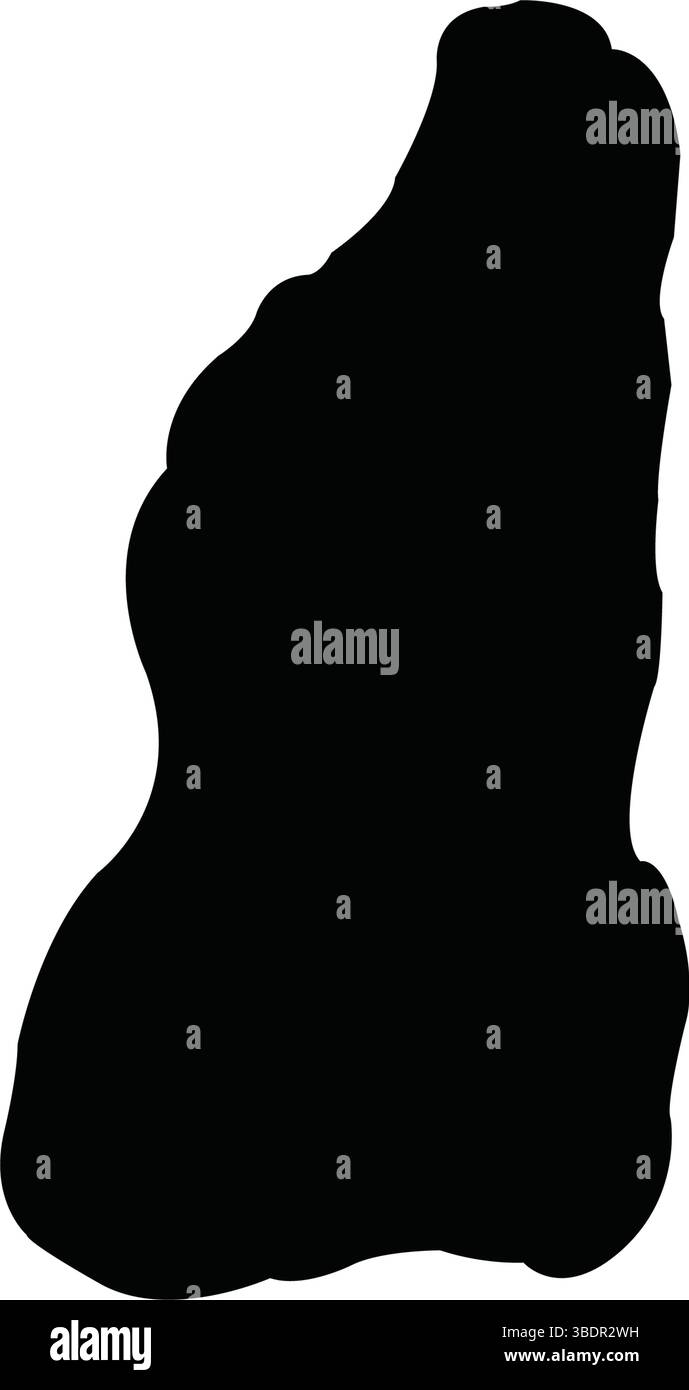 Profilo in roccia nera isolato su sfondo bianco per design e decorazione. Illustrazione Vettoriale