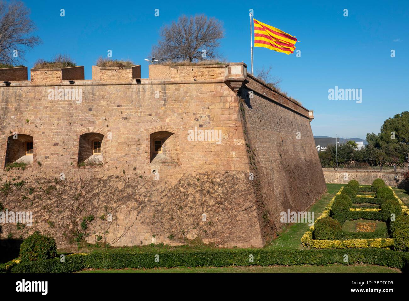 Dettaglio architettonico del Castello di Montjuic, a Barcellona, ​​Catalonia, Spagna Foto Stock
