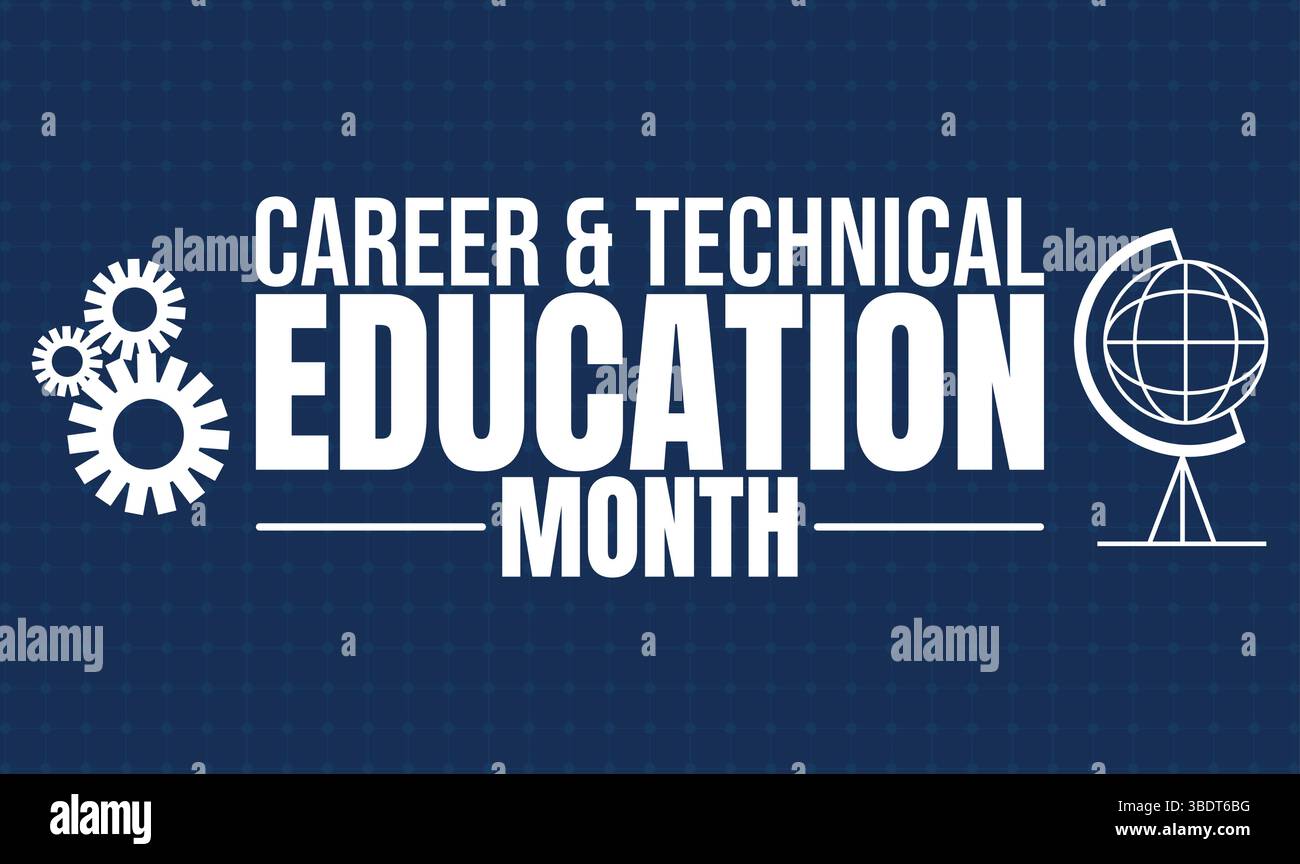 Mese di formazione professionale e tecnica, sfondo, banner, cartellonistica, scheda e modello di design per poster con iscrizione di testo e colore standard. vettore Illustrazione Vettoriale