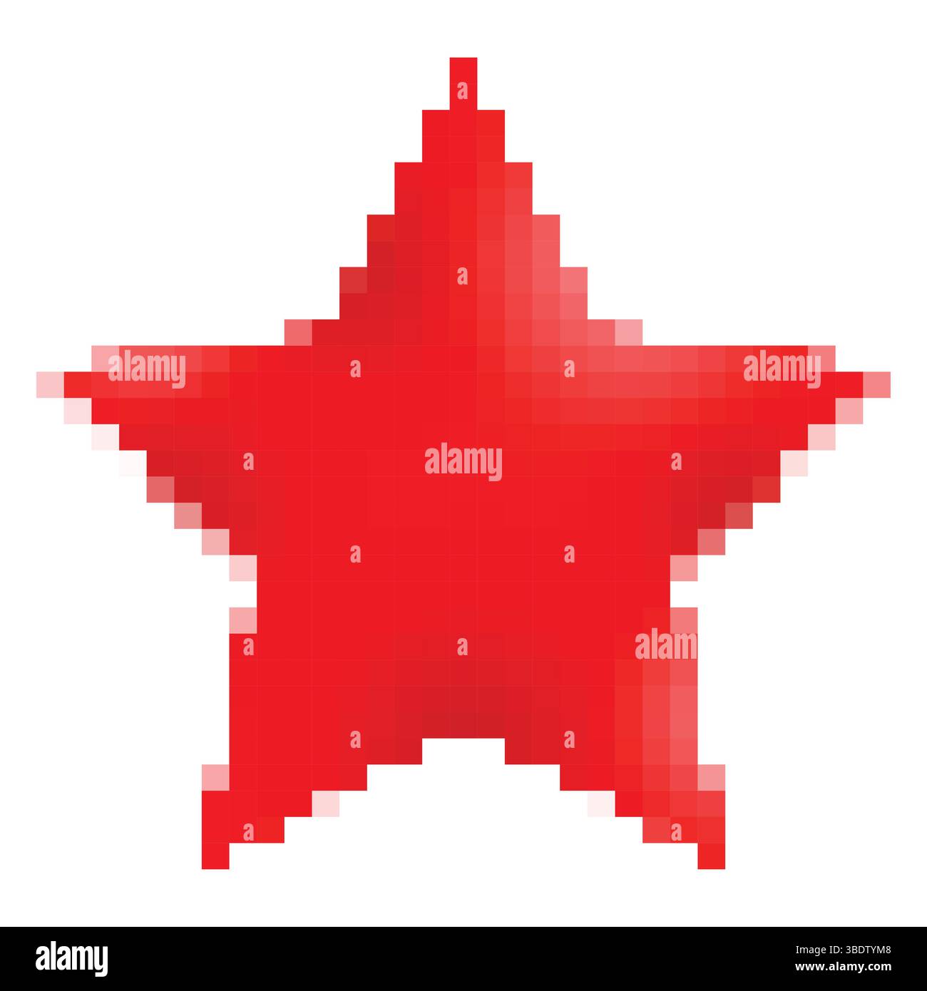Icona a stella rossa in stile pixel art. Segno vettoriale pixelato per la valutazione del gioco. Illustrazione Vettoriale