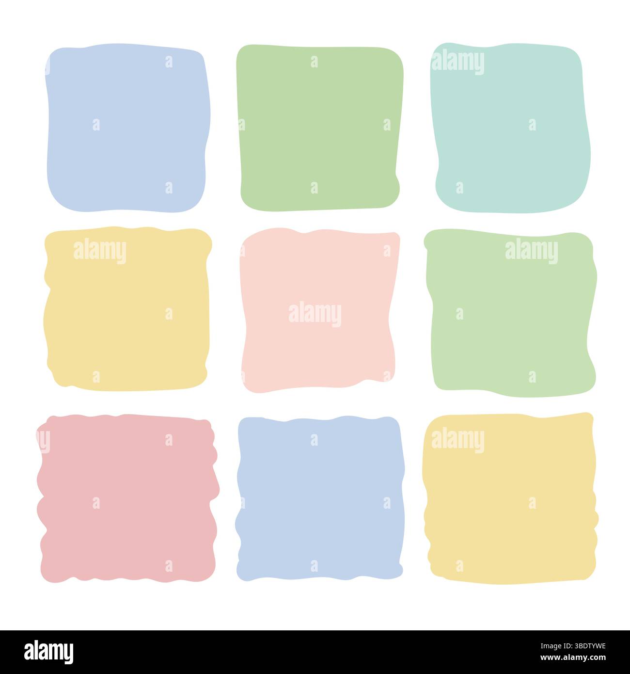 Collezione colorata a forma di doodle rettangolare. Set di cornici per preventivi disegnati a mano. Illustrazione Vettoriale