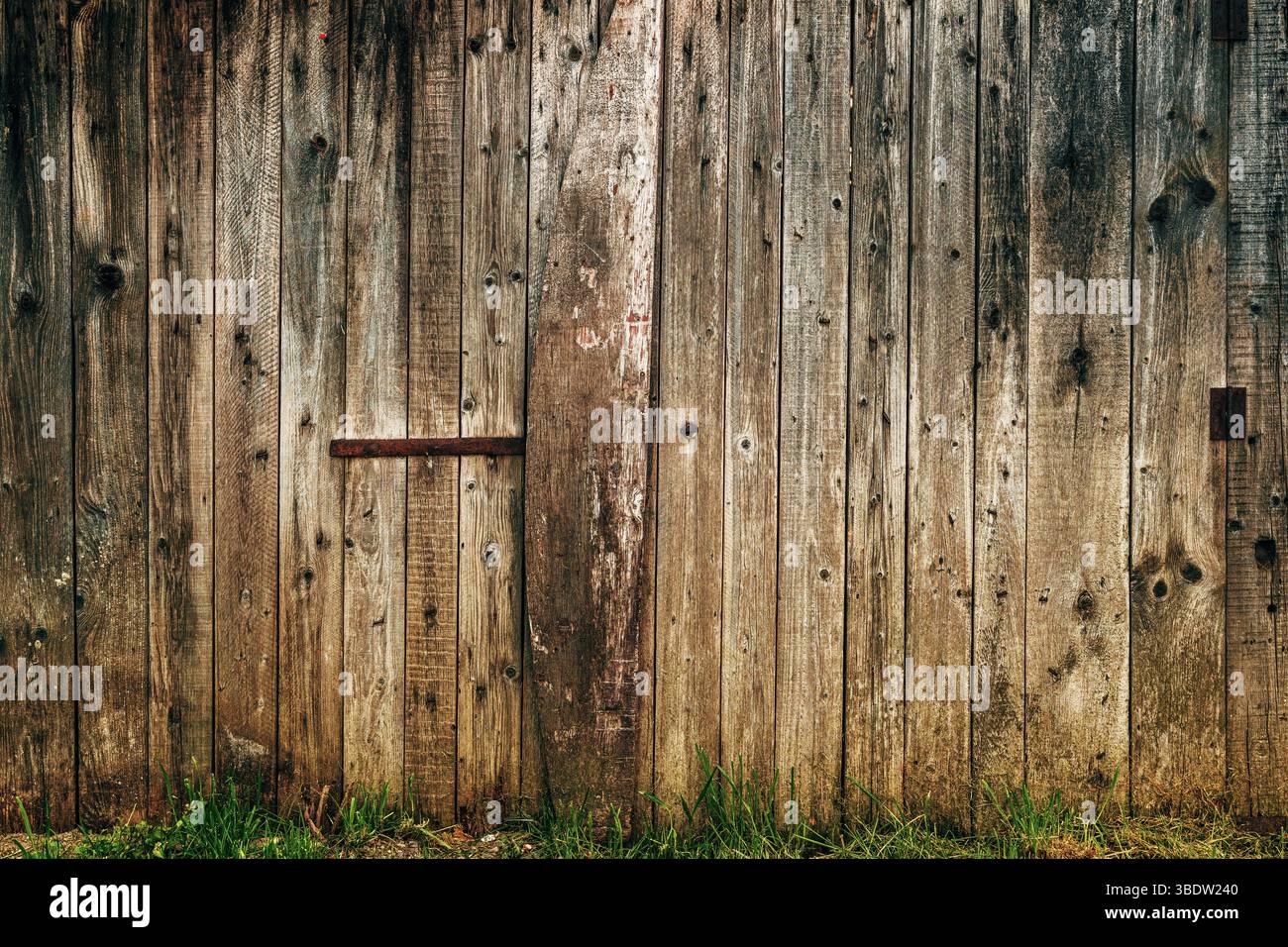 Dettagli rustici del cancello in legno come sfondo, superficie intemprata dell'ingresso massiccio Foto Stock