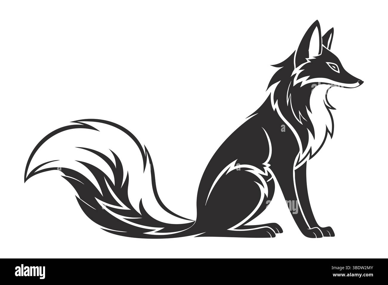 silhouette fox elegante con vista sul profilo Illustrazione Vettoriale