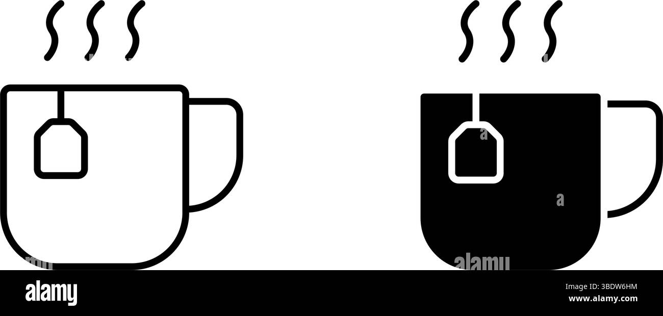 Icona della tazza da tè calda. Adatto per bevande o design rilassanti. Illustrazione Vettoriale