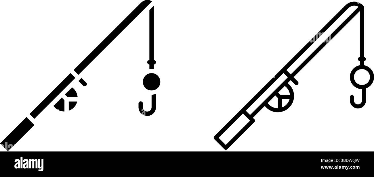 Icona della canna da pesca. Ideale per attività all'aperto o per la pesca. Illustrazione Vettoriale