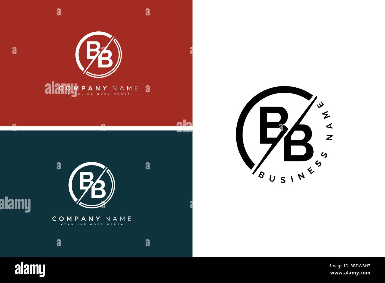 BB Logo Vector minimale - Logo Business semplice per monogramma B e B. Illustrazione Vettoriale