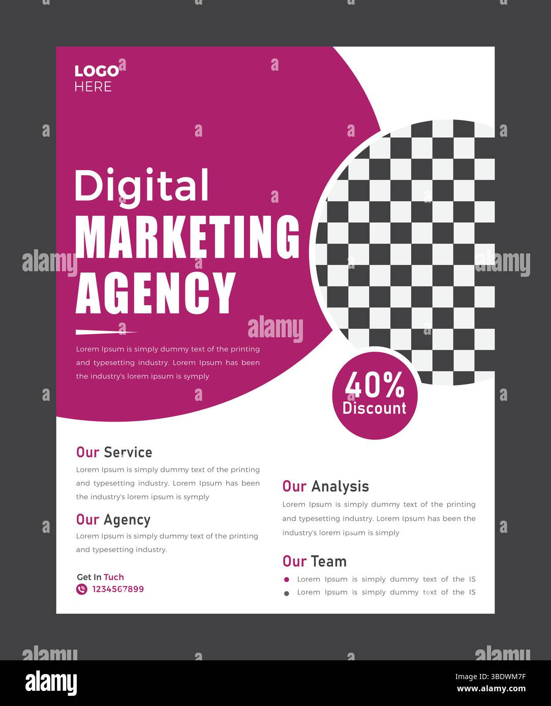 Design del volantino dell'agenzia di marketing digitale Illustrazione Vettoriale