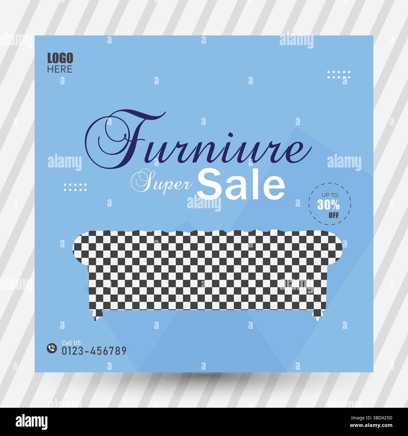 Post sui social media per la vendita di mobili Illustrazione Vettoriale