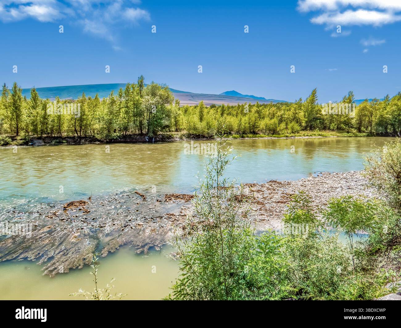 Kura river a Uplistsikhe vicino a Gori. Shida Kartli regione. La Georgia Foto Stock