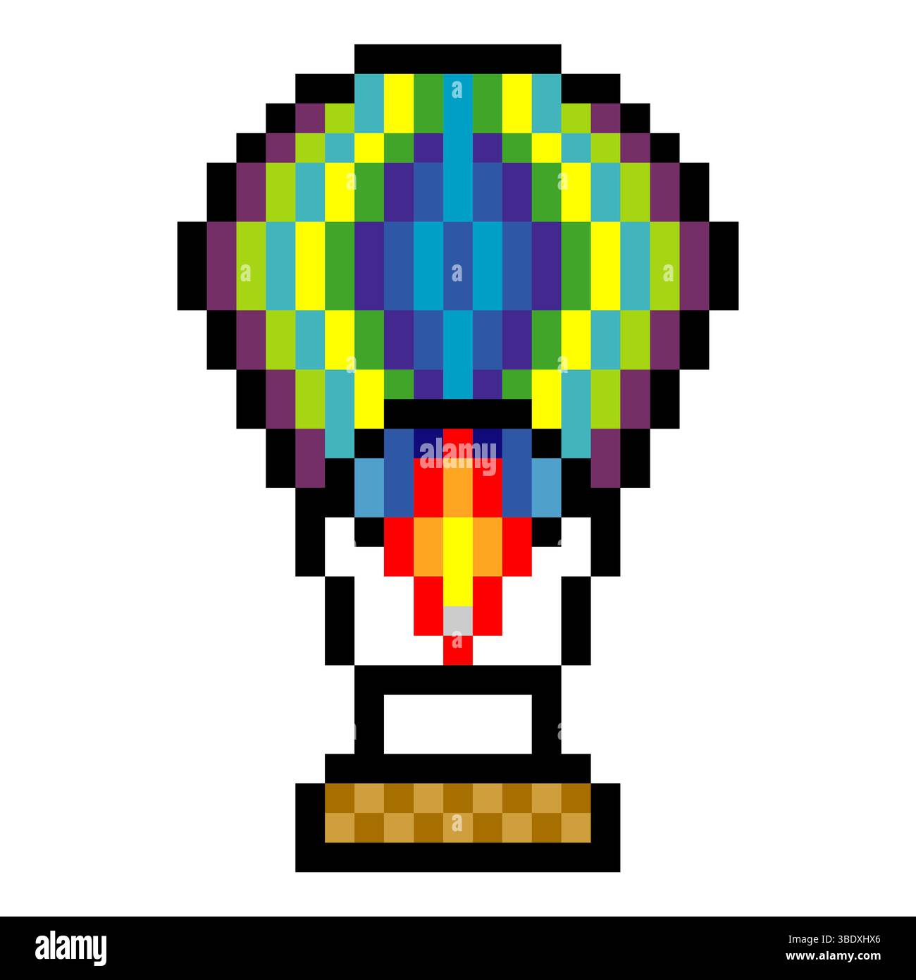 Palloncino ad aria calda in stile pixel art Illustrazione Vettoriale