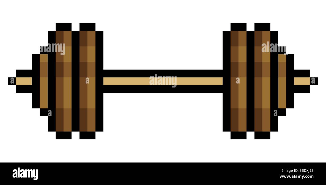Barbell in palestra in stile pixel art Illustrazione Vettoriale