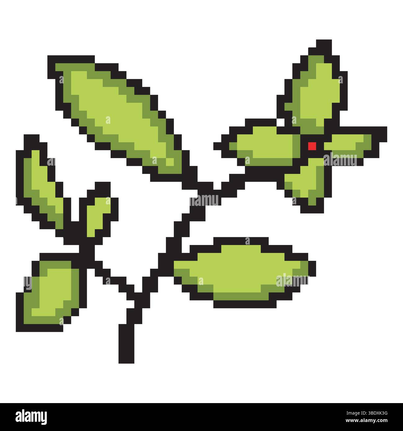 Pixel art foglia di fiore Illustrazione Vettoriale