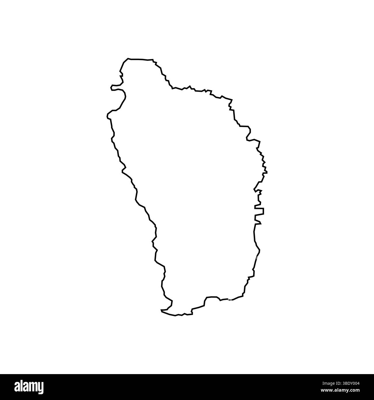 Profilo della mappa di Dominica. Mappa Dominica isolata su sfondo bianco. Illustrazione vettoriale Illustrazione Vettoriale