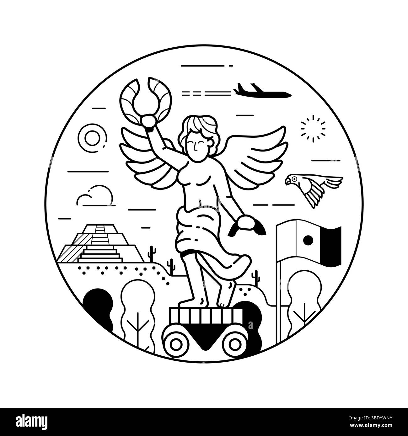 Visita il Monumento all'Angelo dell'indipendenza di città del Messico Illustrazione Vettoriale
