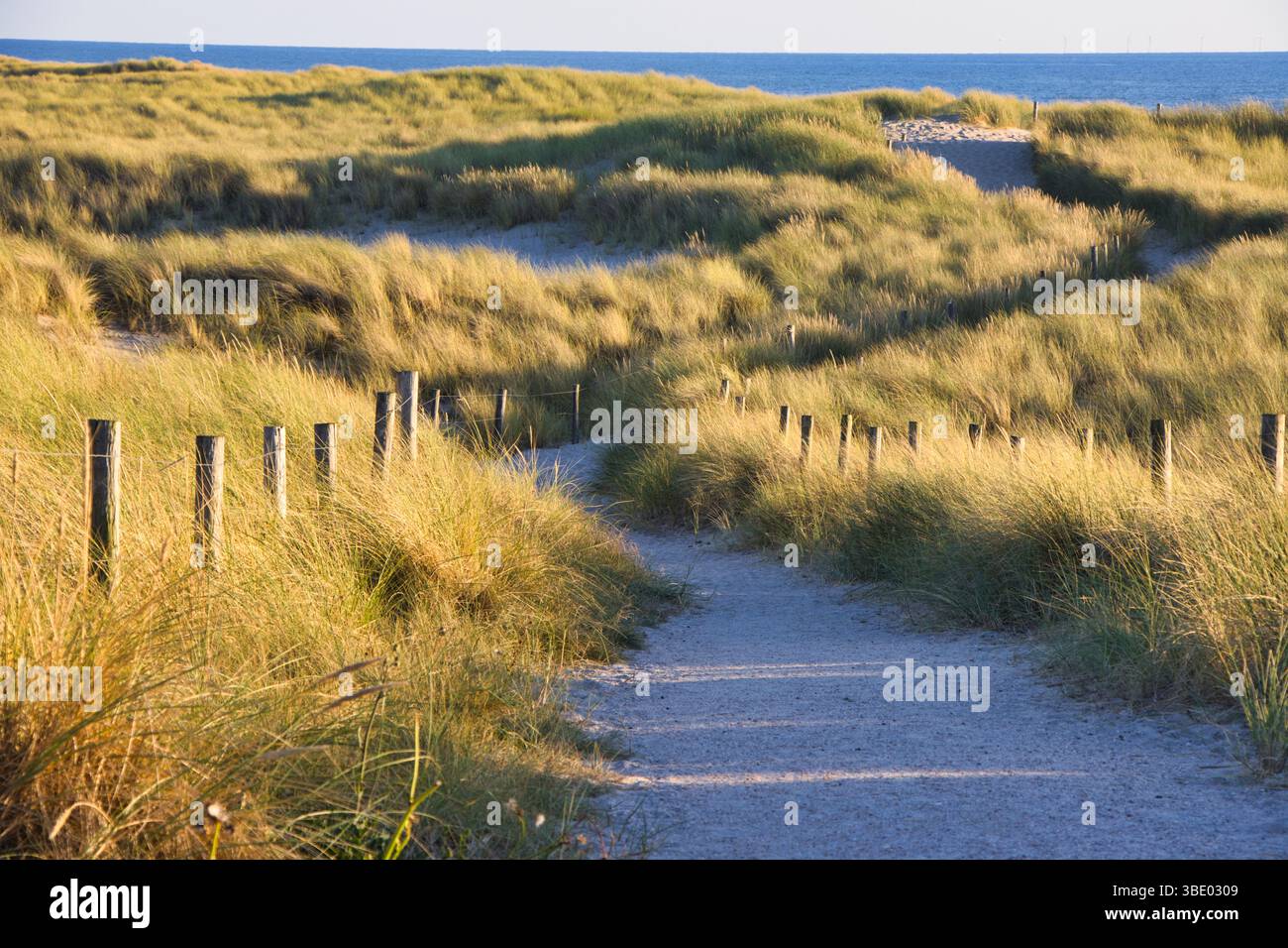 Tranquilla fuga al mare - onde, sabbia e orizzonte Foto Stock