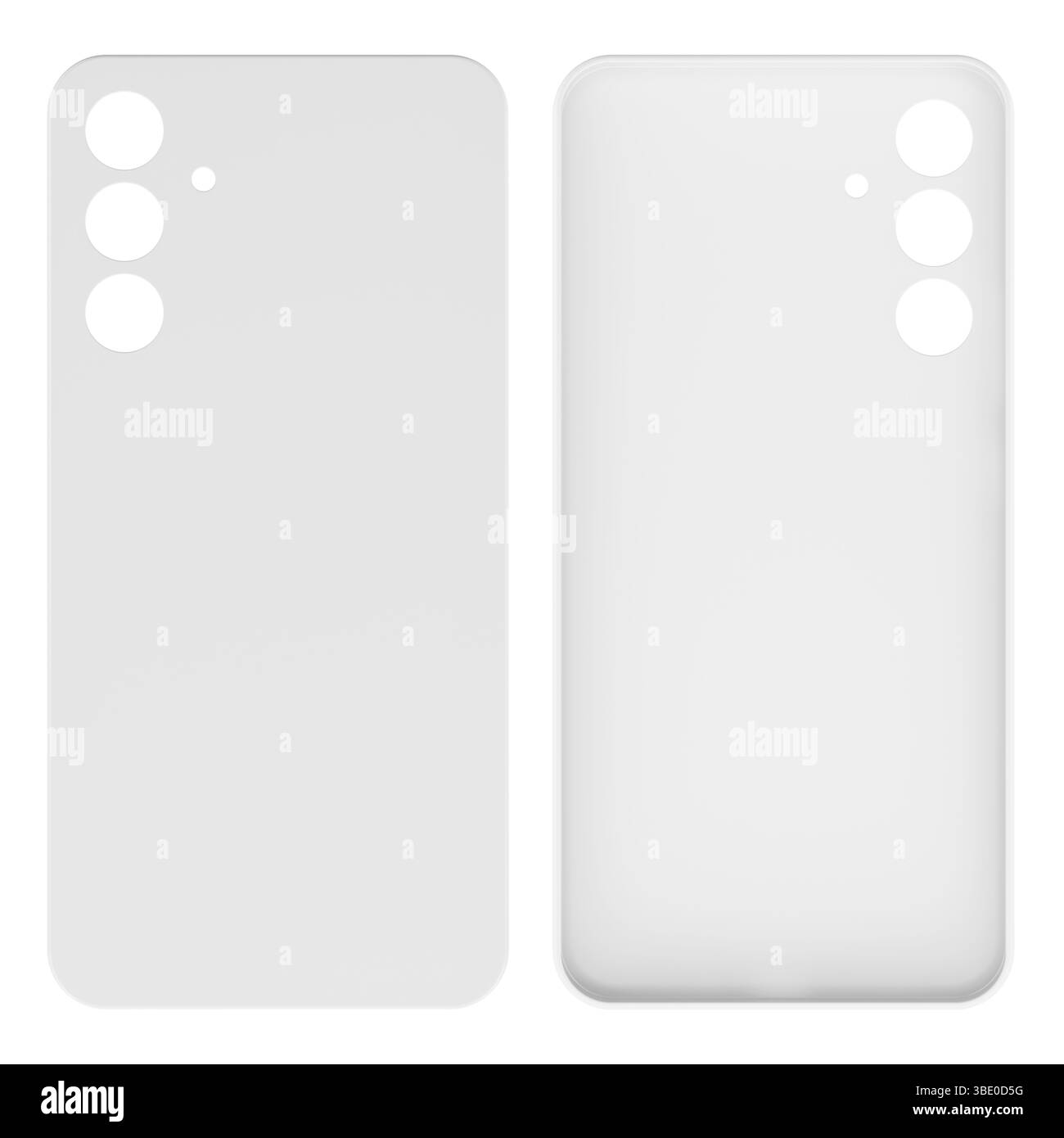 Custodia per smartphone, colore bianco, modello. Lati anteriore e interno, rendering 3D isolato su sfondo bianco Foto Stock