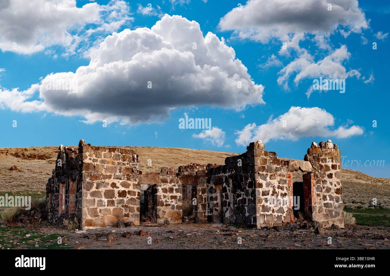 Il deserto dell'Idaho ha abbandonato l'edificio in pietra Foto Stock