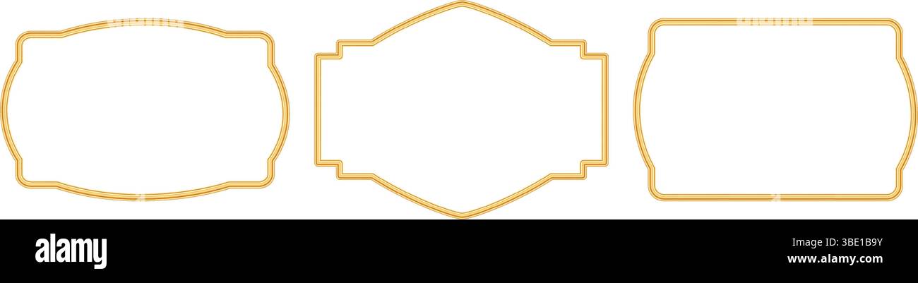 Collezione di cornici dorate in stile orientale. Cornice islamica, confine arabesco, forme marocchine, ornamenti indiani. Eleganti elementi decorativi Illustrazione Vettoriale