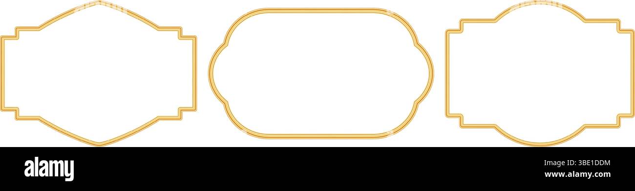 Collezione di eleganti cornici dorate in stile orientale. Cornice ornamentale islamica, confine arabesco. Elemento decorativo Vector indian, forma marocchina Illustrazione Vettoriale