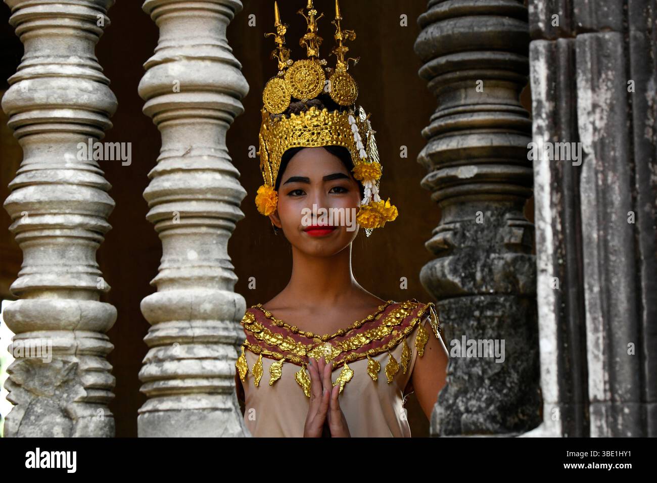 Ballerina di tempio, ballerino di Apsara a Angkor Wat, provincia di Siem Reap, Cambogia, Asia sud-orientale. Foto Stock